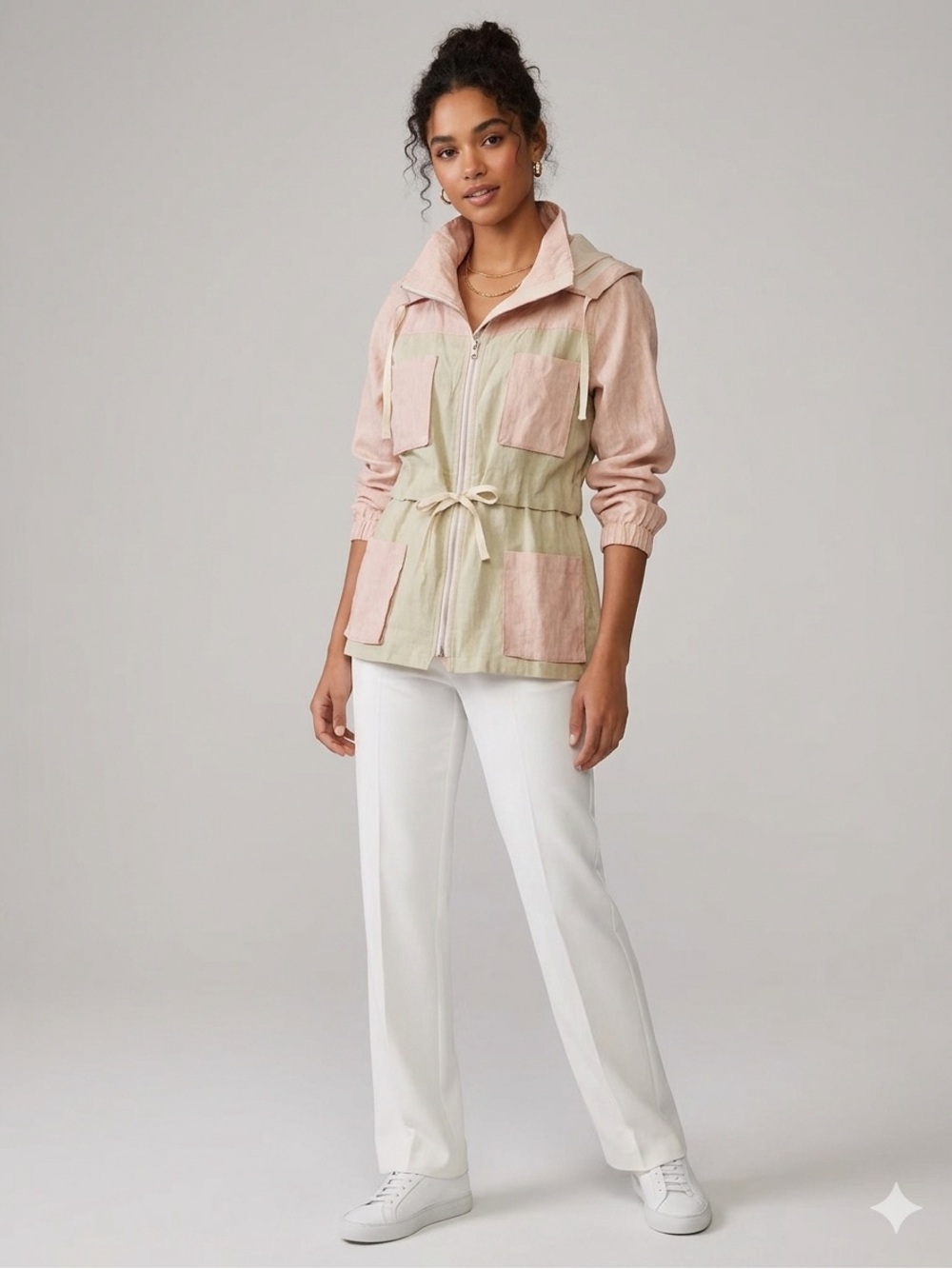 Étoile Isabel Marant Linen Colorblock Pattern Utility Jacket size Small